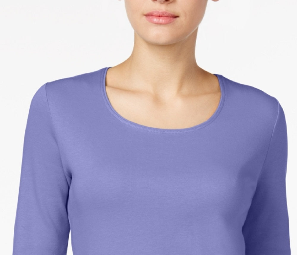 Blusa feminina Karen Scott com decote redondo, roxa, tamanho pequeno