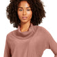 Suéter feminino JM Collection com gola alta e capuz, rosa, tamanho extragrande