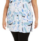 Blusa túnica feminina Alfani com estampa e botões, azul, tamanho 0X