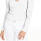 Blusa feminina canelada com ombros bufantes da INC International Concepts, branca, tamanho pequeno P