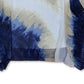 JM Collection Top poncho feminino estampado com acabamento em crochê, azul, tamanho X-S