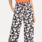 Calça feminina John Paul Richard com cordão floral, azul, tamanho pequeno G