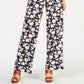 Calça feminina John Paul Richard com cordão floral, azul, tamanho pequeno G