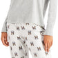 Conjunto de pijama feminino Jenni com calça de lã e máscara para os olhos, 3 peças, cinza, tamanho grande