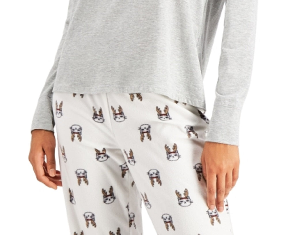 Conjunto de pijama feminino Jenni com calça de lã e máscara para os olhos, 3 peças, cinza, tamanho grande