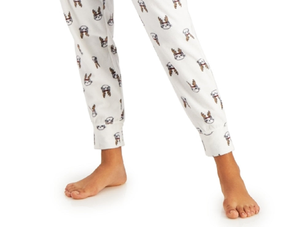 Conjunto de pijama feminino Jenni com calça de lã e máscara para os olhos, 3 peças, cinza, tamanho grande