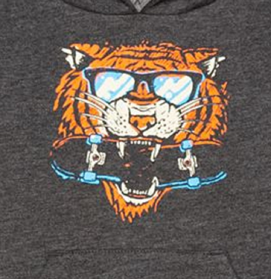 Moletom com capuz Jem Little Boys Tiger Chomp cinza tamanho 7