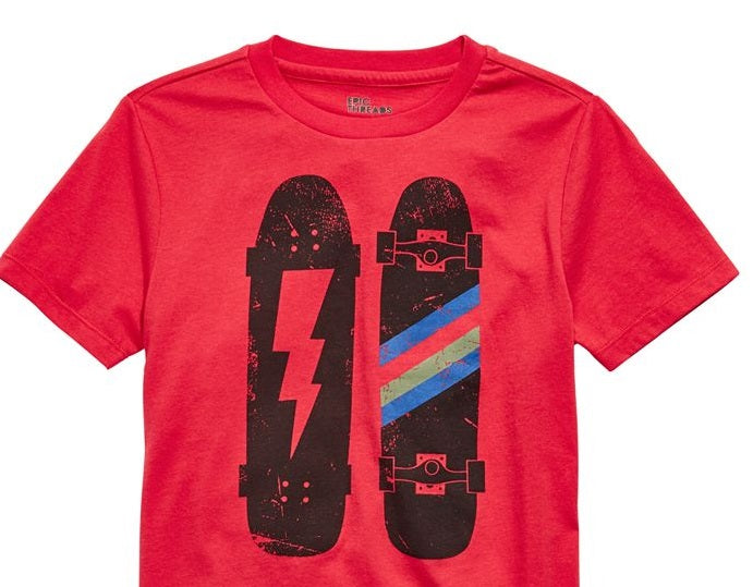 Camiseta Epic Threads Big Boy's Skateboard Bolt Vermelha Tamanho Grande