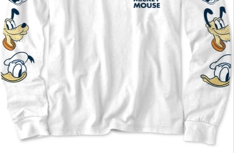 Camiseta com cabeças de personagens do Mickey Mouse da Disney Big Boy, tamanho grande, branca