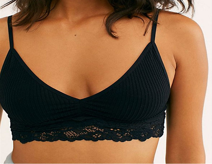 Sutiã Bralette Stevie Lace Trim Preto Free People Feminino Tamanho M/G