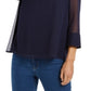 Charter Club Top feminino pequeno com manga transparente, azul, tamanho P/SM