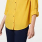 Camisa feminina lisa com botões Charter Club, amarela, tamanho pequeno XL