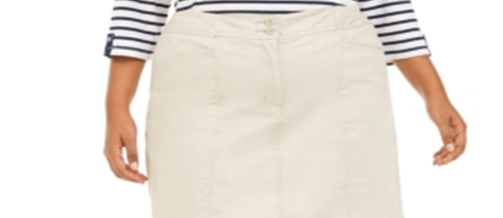 Saia-calça feminina Karen Scott Plus Knit com cós alto e bege, tamanho 20W