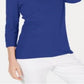 Blusa feminina Karen Scott de algodão com manga 3/4, azul, tamanho pequeno