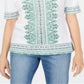 Blusa feminina Karen Scott estampada manga curta branca tamanho pequeno