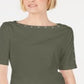 Karen Scott Top Feminino com Decote Canoa e Botões Verde Tamanho P