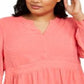 Blusa feminina Charter Club Plus com bolinhas rosa tamanho 2X