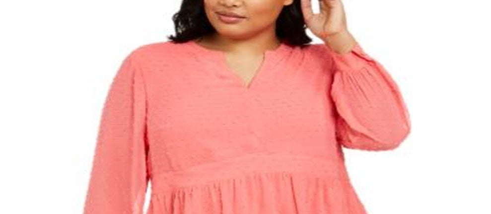 Blusa feminina Charter Club Plus com bolinhas rosa tamanho 2X