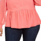 Blusa feminina Charter Club Plus com bolinhas rosa tamanho 2X
