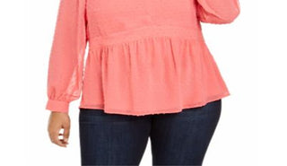 Blusa feminina Charter Club Plus com bolinhas rosa tamanho 2X