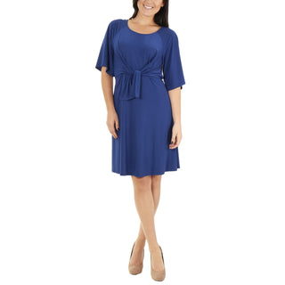 Vestido feminino com mangas raglan e cotovelo da NY Collection, tamanho azul marinho, pequeno e médio