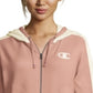 Moletom com capuz Champion Heritage Herringbone com zíper, rosa, tamanho grande, feminino