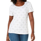 Camiseta feminina estampada Karen Scott, branca, tamanho grande