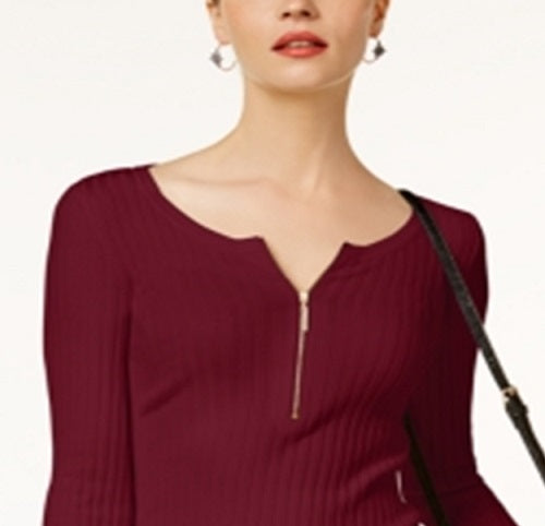 INC International Concepts Feminino Zip Henley Roxo Tamanho Petite S