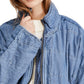 Jaqueta jeans acolchoada Dolman feminina Free People, azul, tamanho X-S