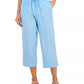 Calça cropped feminina Charter Club com cintura amarrada, azul, tamanho 18