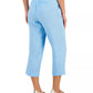 Calça cropped feminina Charter Club com cintura amarrada, azul, tamanho 18