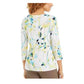 JM Collection Blusa feminina estampada com manga 3/4 e jacquard verde, tamanho GG