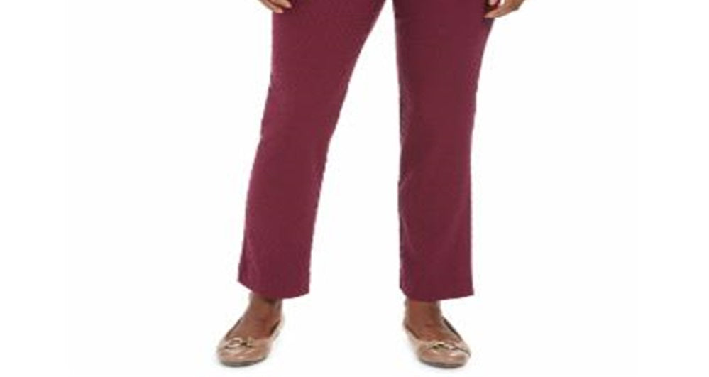 Calça feminina JM Collection Jacquard reta, tamanho grande, roxa