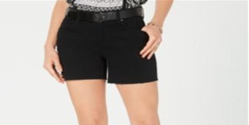Shorts jeans feminino com cinto Style &amp; Co, preto, tamanho 4