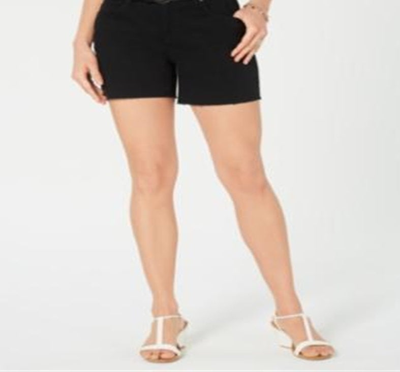 Shorts jeans feminino com cinto Style &amp; Co, preto, tamanho 4