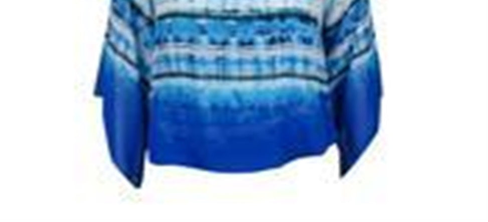 Blusa feminina Alfani de chiffon com estampa de bolinhas, azul, tamanho pequeno e pequeno