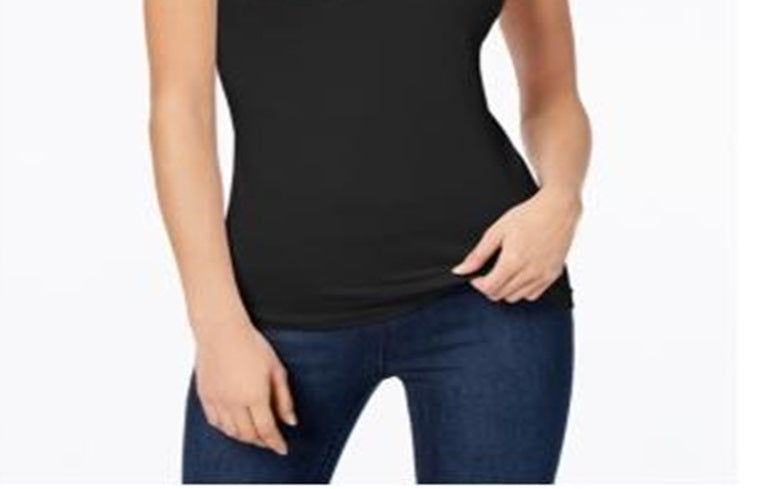 Regata feminina Maison Jules com alças finas, preta, tamanho extragrande