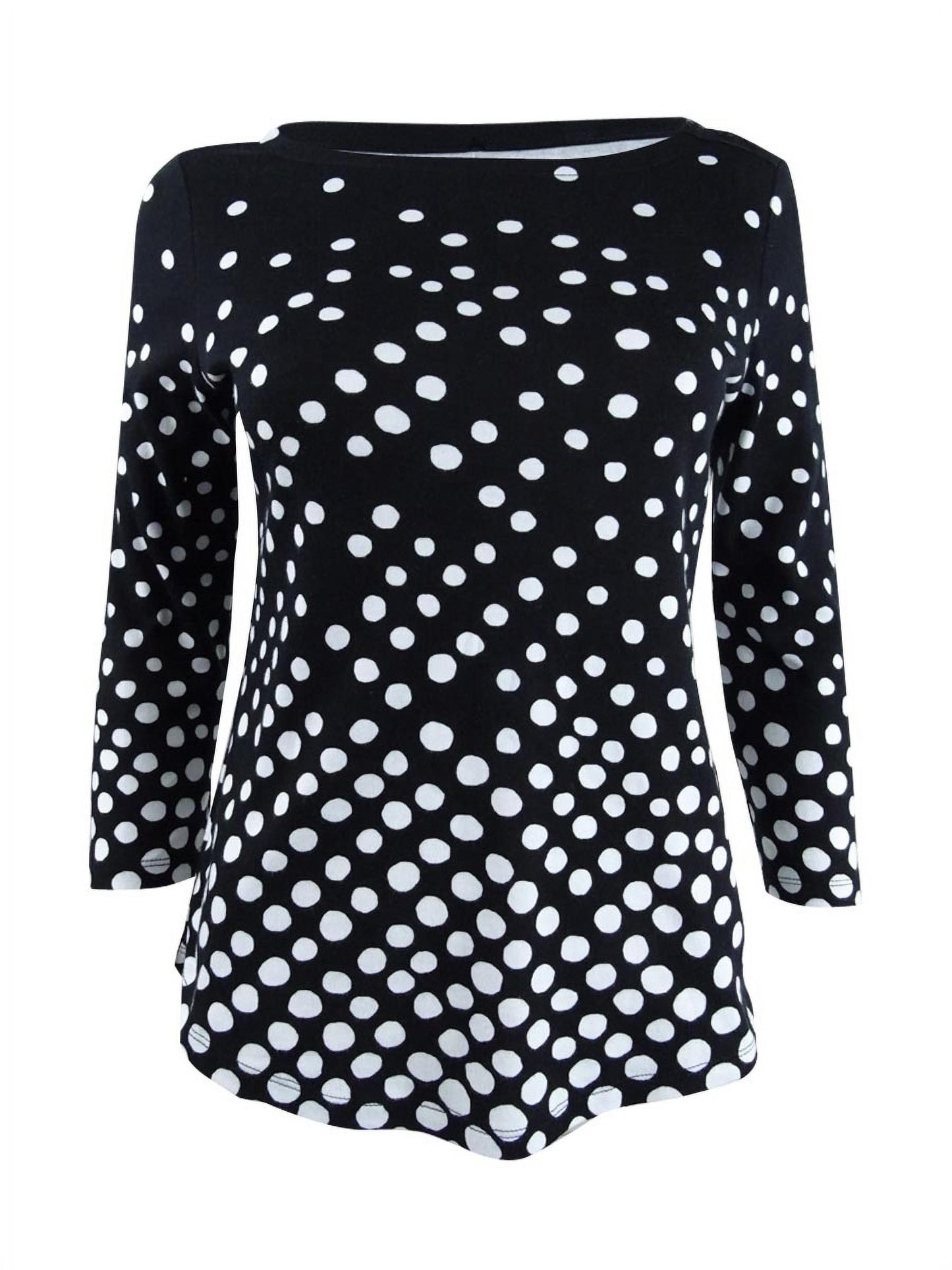 Blusa feminina com estampa de botões e ombros de fora, tamanho médio, preta, NOSTOCK Charter Club