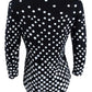 Blusa feminina com estampa de botões e ombros de fora, tamanho médio, preta, NOSTOCK Charter Club