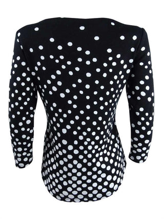 Blusa feminina com estampa de botões e ombros de fora, tamanho médio, preta, NOSTOCK Charter Club