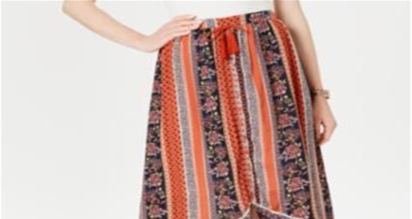 Saia feminina estampada alta e baixa, tamanho XX-G, vermelha, estilo &amp; co