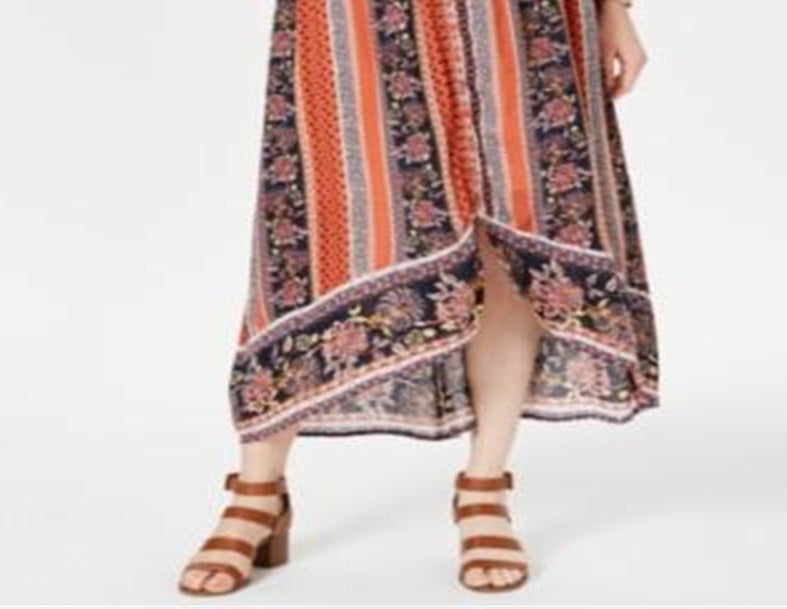 Saia feminina estampada alta e baixa, tamanho XX-G, vermelha, estilo &amp; co