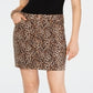 Minissaia jeans feminina com estampa de leopardo da INC International Concepts, marrom, tamanho 8
