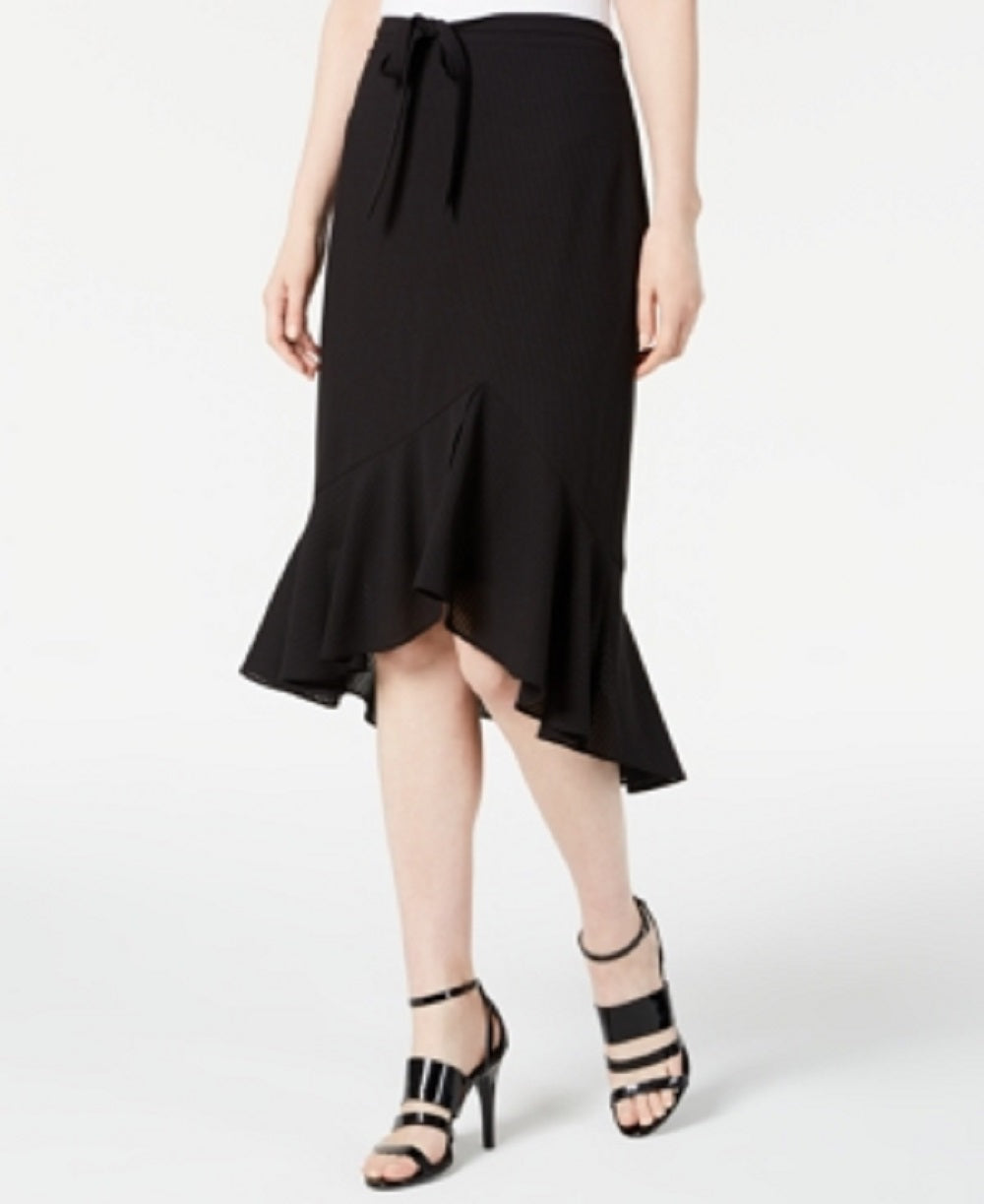 Calvin Klein Saia Feminina Babados Alto Baixo Preta Tamanho 14