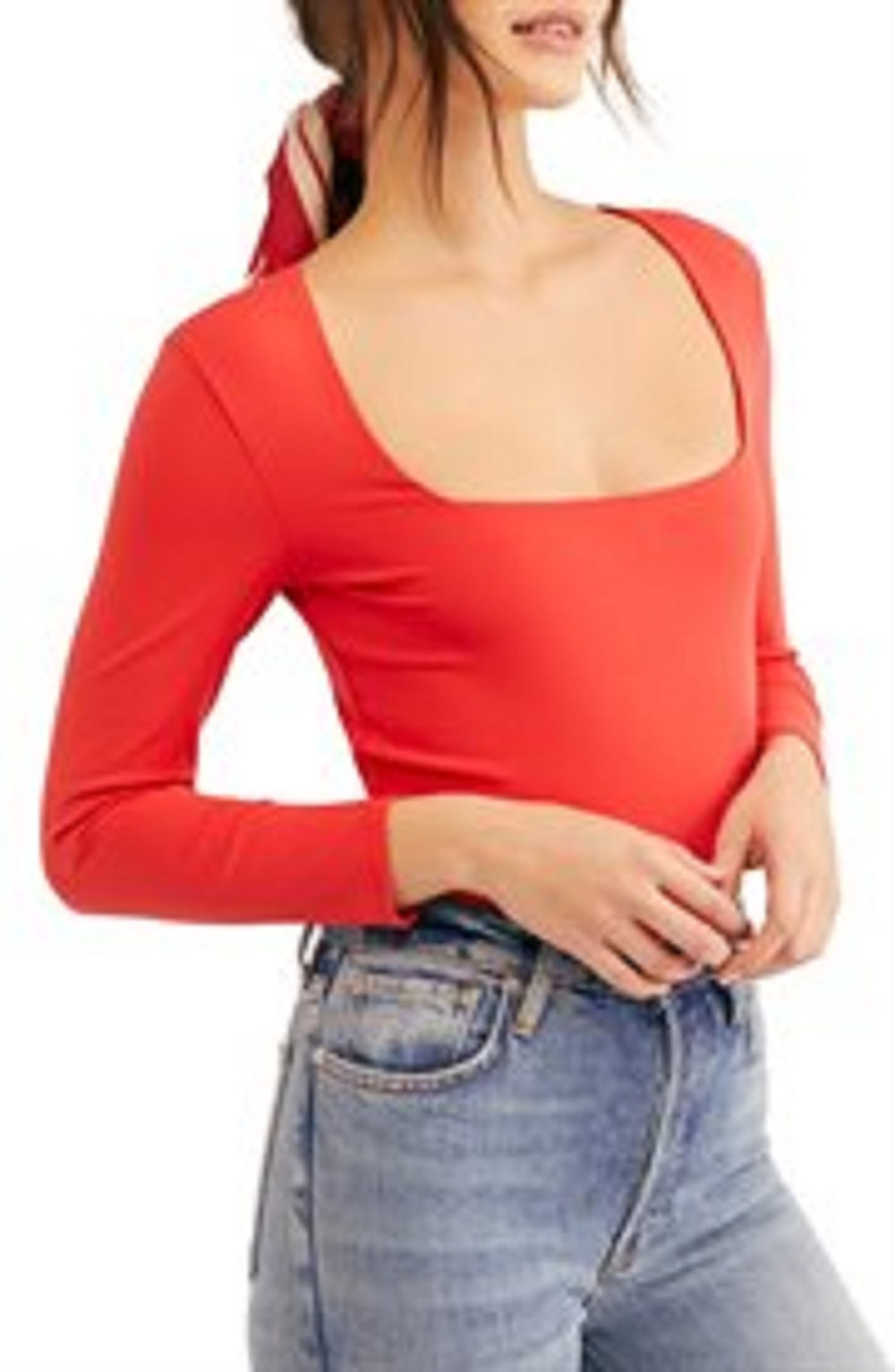 Body feminino Truth Or Square da Free People, vermelho, tamanho grande