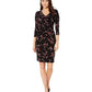 Vestido feminino Ralph Lauren com babados e estampa floral, preto, tamanho 8