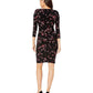 Vestido feminino Ralph Lauren com babados e estampa floral, preto, tamanho 8