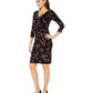 Vestido feminino Ralph Lauren com babados e estampa floral, preto, tamanho 8