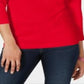 Karen Scott Top Henley de algodão feminino vermelho tamanho X-S