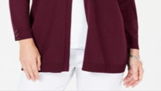 Karen Scott Cardigan Feminino Frente Aberta Vermelho Tamanho Pequeno Pequeno